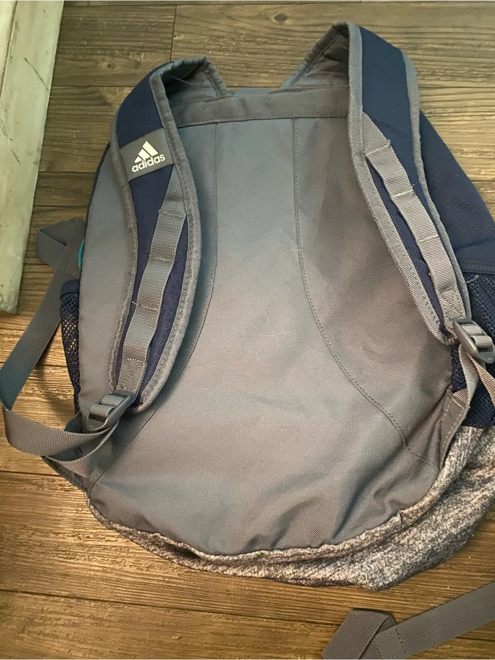 adidas Navy Backpack with Pink Stripe and Teal Trim